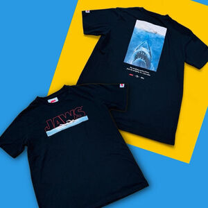 Jaws Shoe Palace Collab Graphic T Shirt Men L Black Shark Movie Poster Retro